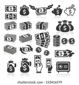 Set of money icons. Vector illustration