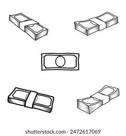 Set of Money line, Dollar, Currency exchange. Vector illustration business and finance concept.