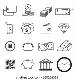 Set of Money Line Icon Vector Illustration