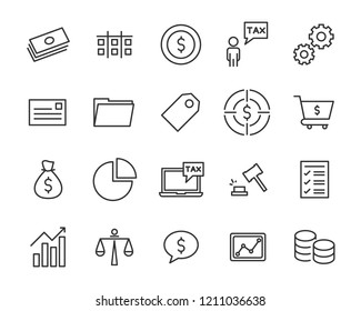 set of money line icons, such as currency, finance, digital, percent