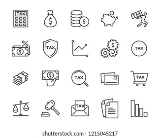 set of money line icons, such as currency, finance, digital, percent