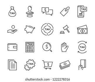 set of money line icons, such as currency, finance, digital, percent