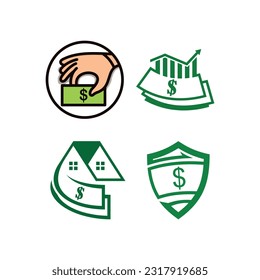 Set Of Money Logo Design icon. Money Logo Vector. Money Logo, bills, dollar currency, illustration and icon vector set.