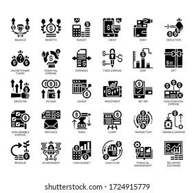 Juego de iconos finos de la gestión de dinero y de píxeles perfectos para cualquier proyecto web y de aplicación. 
