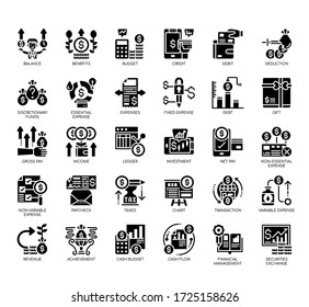 Juego de iconos finos de la gestión de dinero y de píxeles perfectos para cualquier proyecto web y de aplicación. 