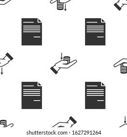 Set Money on hand, Money on hand and Document on seamless pattern. Vector