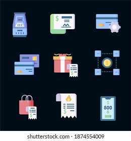 Set of money and payment methods thin line icons. Contains icons as pay online, bank check, mobile wallet, mobile payment, credit card and more. Editable stroke.