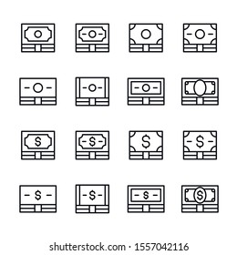 Set of money related vector line icons. Premium linear symbols pack. Vector illustration isolated on a white background. Web symbols for web sites and mobile app. Trendy design. 