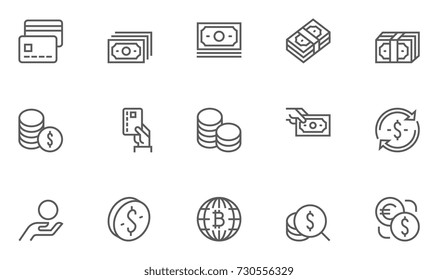 Set of Money Related Vector Line Icons. 48x48 Pixel Perfect.