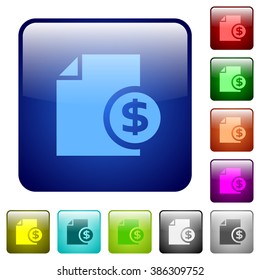 Set of money report color glass rounded square buttons