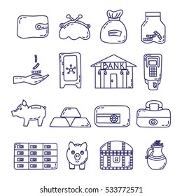 Set of money safety icons in line style