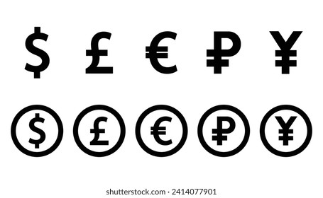 set of money symbols vector