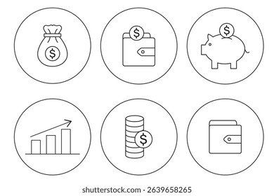 set of money thin line icon. money management set .  finance icon collections. eps 10