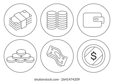 set of money thin line icon. money management set . finance icon collections. eps 10