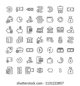 Set of money thin line icons. High quality pictograms of finance. Modern outline style icons collection. 