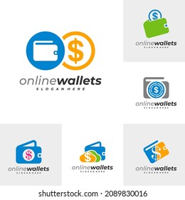 Plantilla vectorial de diseño del logotipo Set Money Wallets, conceptos de diseño del logotipo de Creative Wallets