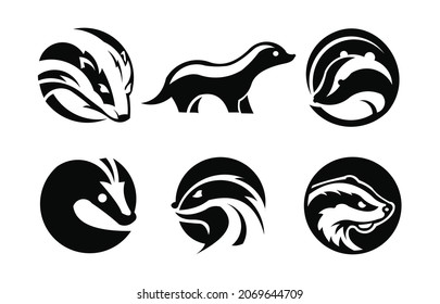 set of Mongoose logo with an vector of Mongoose looking for food