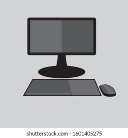 set of monitor front view in flat design style. 