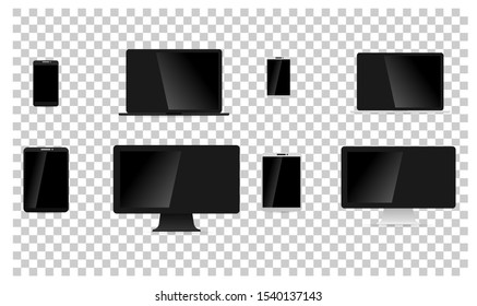 Set of Monitor, laptop, tablet, smartphone template