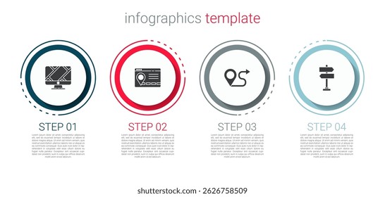 Set Monitor with location marker, Infographic of city map navigation, Route and Road traffic sign. Business infographic template. Vector