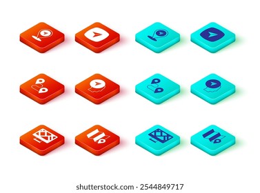 Set Monitor with map location, Folded marker, Route, Map human, City navigation and pin icon. Vector