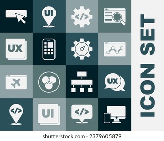 Set Monitor and mobile, UI UX design, Website statistic, Front end development, Mobile Apps,  and  icon. Vector