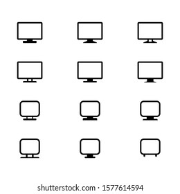 Set of Monitor PC, Icon computer screen flat style on white background, stylish vector illustration for web design