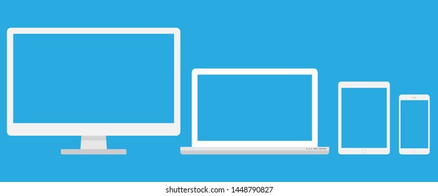 Set of monitors computer, laptop, tablet, smartphone and . Mockup and Screen Blank. Vector illustration in flat style. EPS 10 