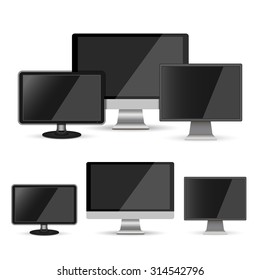 Set of monitors on a white background. Vector illustration