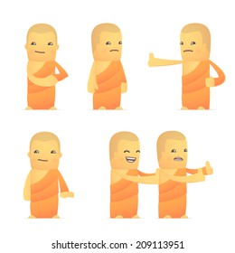 set of monk character in different interactive  poses