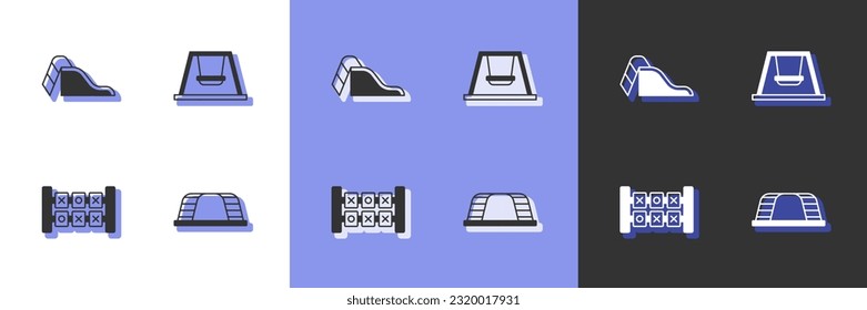 Set Monkey bar, Slide playground, Education logic game and Swing for kids icon. Vector
