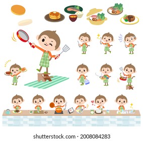 A set of monkey boy about cooking.It's vector art so it's easy to edit.