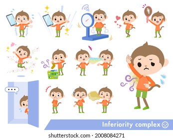A set of monkey boy on inferiority complex.It's vector art so it's easy to edit.