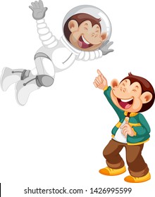 Set of monkey cartoon character illustration