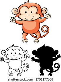 Set of monkey cartoon illustration