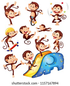 A set of monkey character illustration