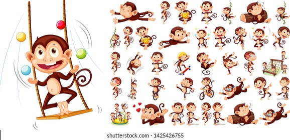 Set of monkey character illustration