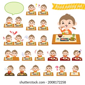 A set of monkey girl about meals.It's vector art so it's easy to edit.