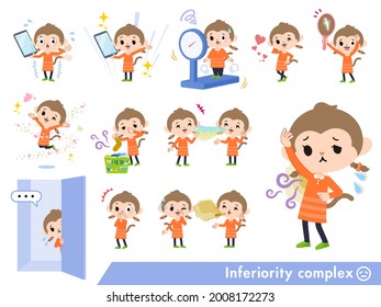 A set of monkey girl on inferiority complex.It's vector art so it's easy to edit.