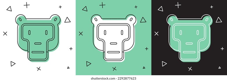Set Monkey icon isolated on white and green, black background. Animal symbol.  Vector