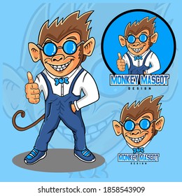 set of monkey mascot trendy design