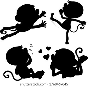 Set of monkey silhouette illustration