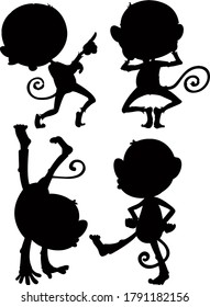 Set of monkey silhouette illustration