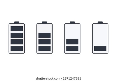 Conjunto de baterías monocromáticas con diferentes indicadores de potencia.
