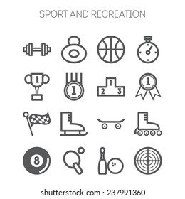 Set of monochromatic simple sports icons