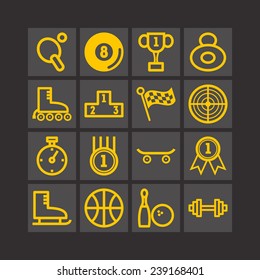 Set of monochromatic simple sports icons