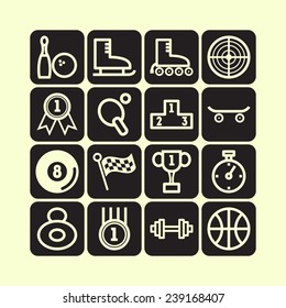 Set of monochromatic simple sports icons