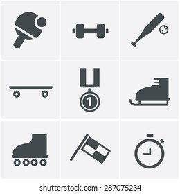 Set of monochromatic simple sports icons