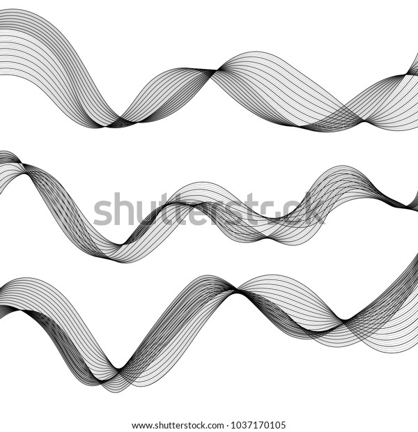 Set Monochrome Abstract Isolated Transparent Wave Stock Vector (Royalty ...