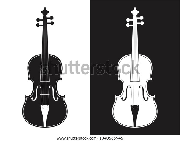 白黒の背景に2つのバイオリンのモノクロ抽象化セット クラシック楽器 ベクターイラスト のベクター画像素材 ロイヤリティフリー